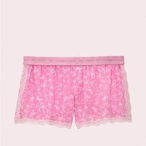 LoveShackFancy Pink Bow Lace Trim Shorts Boxers